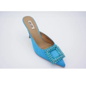 BIBI LOU Blue Women's Heels with Embellished Buckle